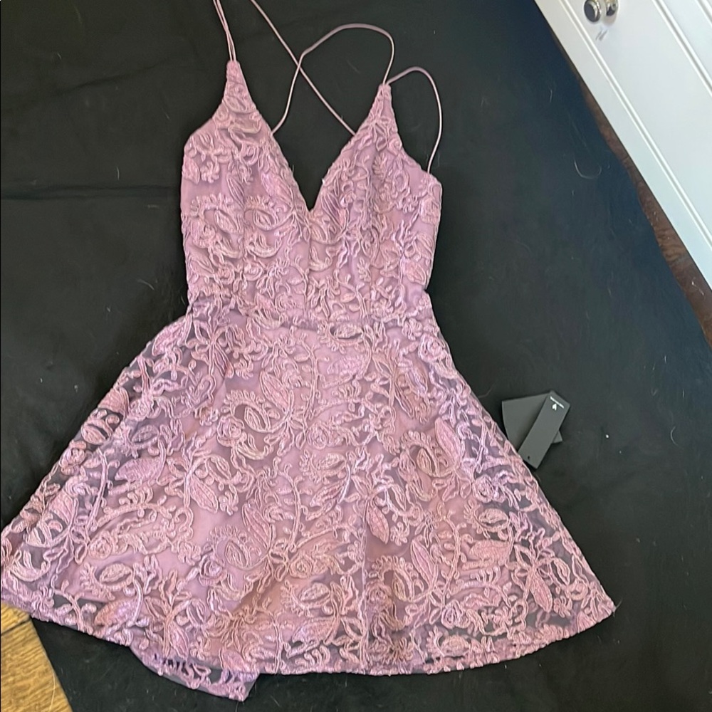 Lulu's Purple Lace Overlay Dress